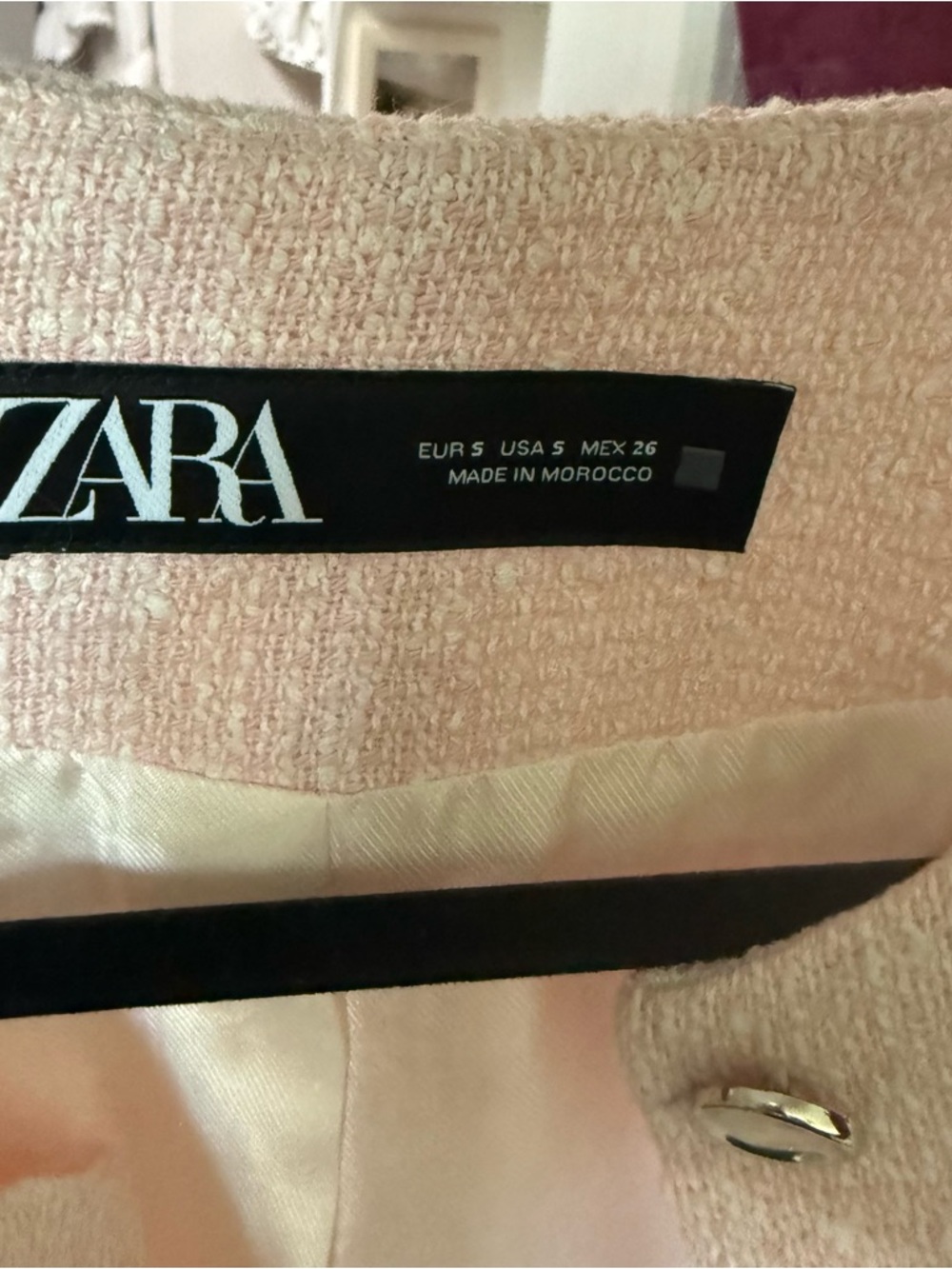 Zara Pale Pink Tweed Boxy Blazer - Picture 2 of 4